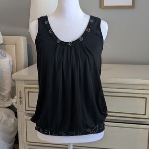 2010 Black Embellished Sleeveless Top, Tank, S, Dating Clothing